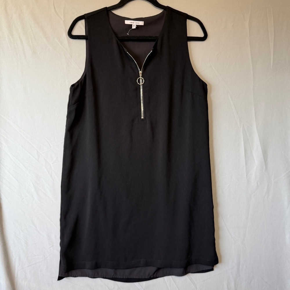 Naked Zebra Womens Zipper Mini Dress Size M Black Whimsigoth Going Out Event